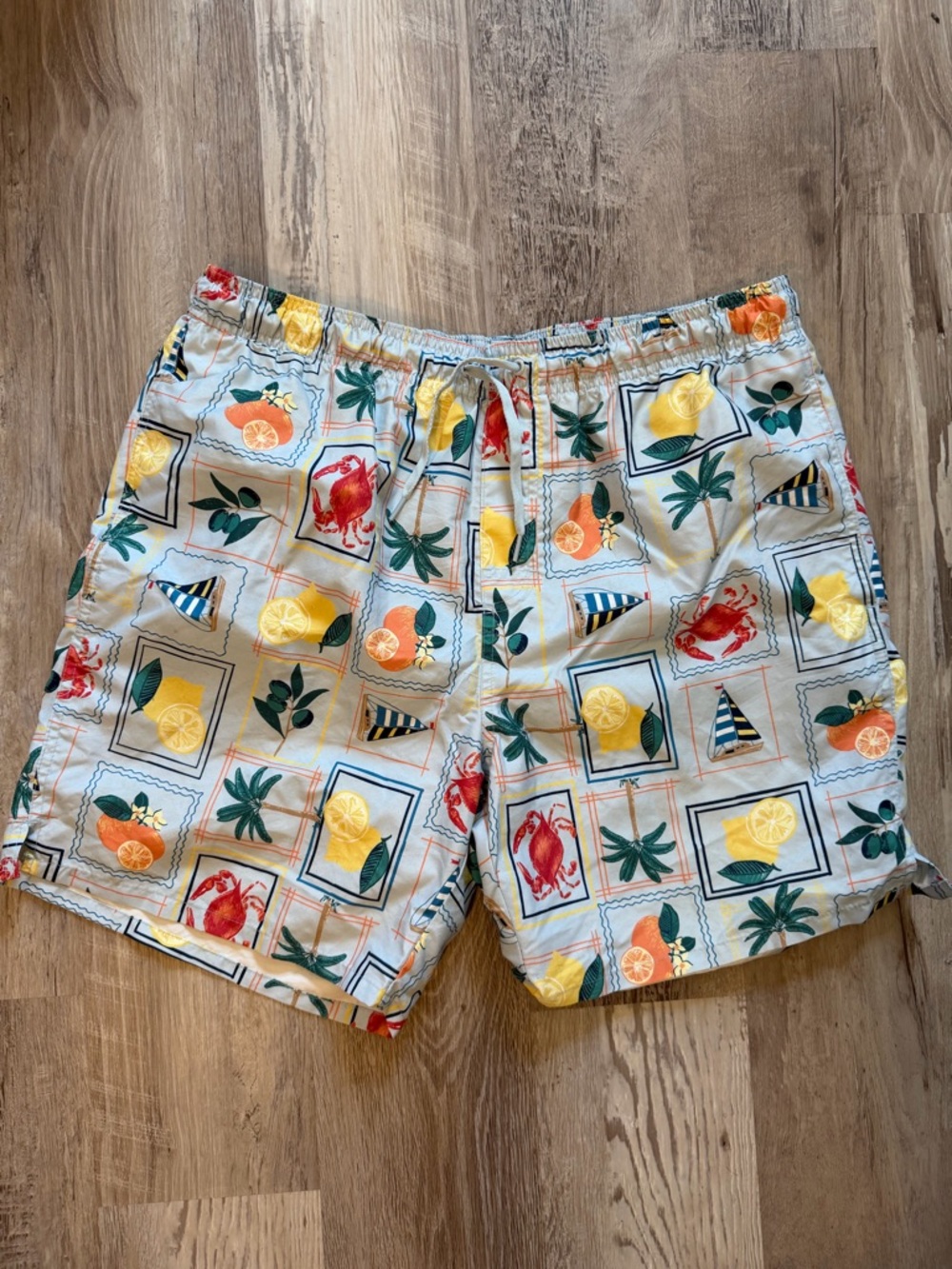 Old Navy Yellow, Blue & Red Tropical Print Swim Trunks